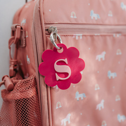 Flower Initial Layered Keyring