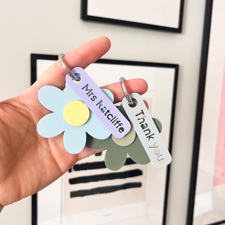 Teacher Flower Personalised Keyring