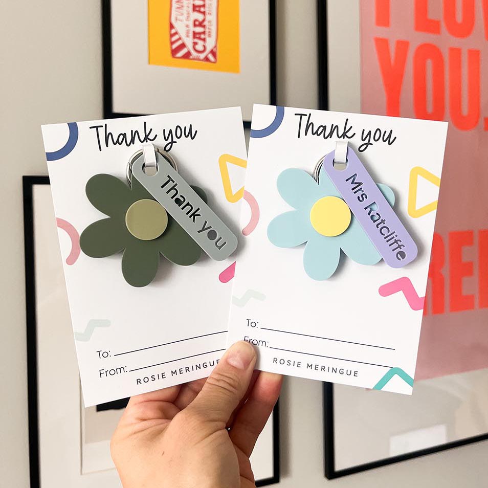 Teacher Flower Personalised Keyring