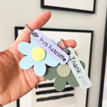 Teacher Flower Personalised Keyring