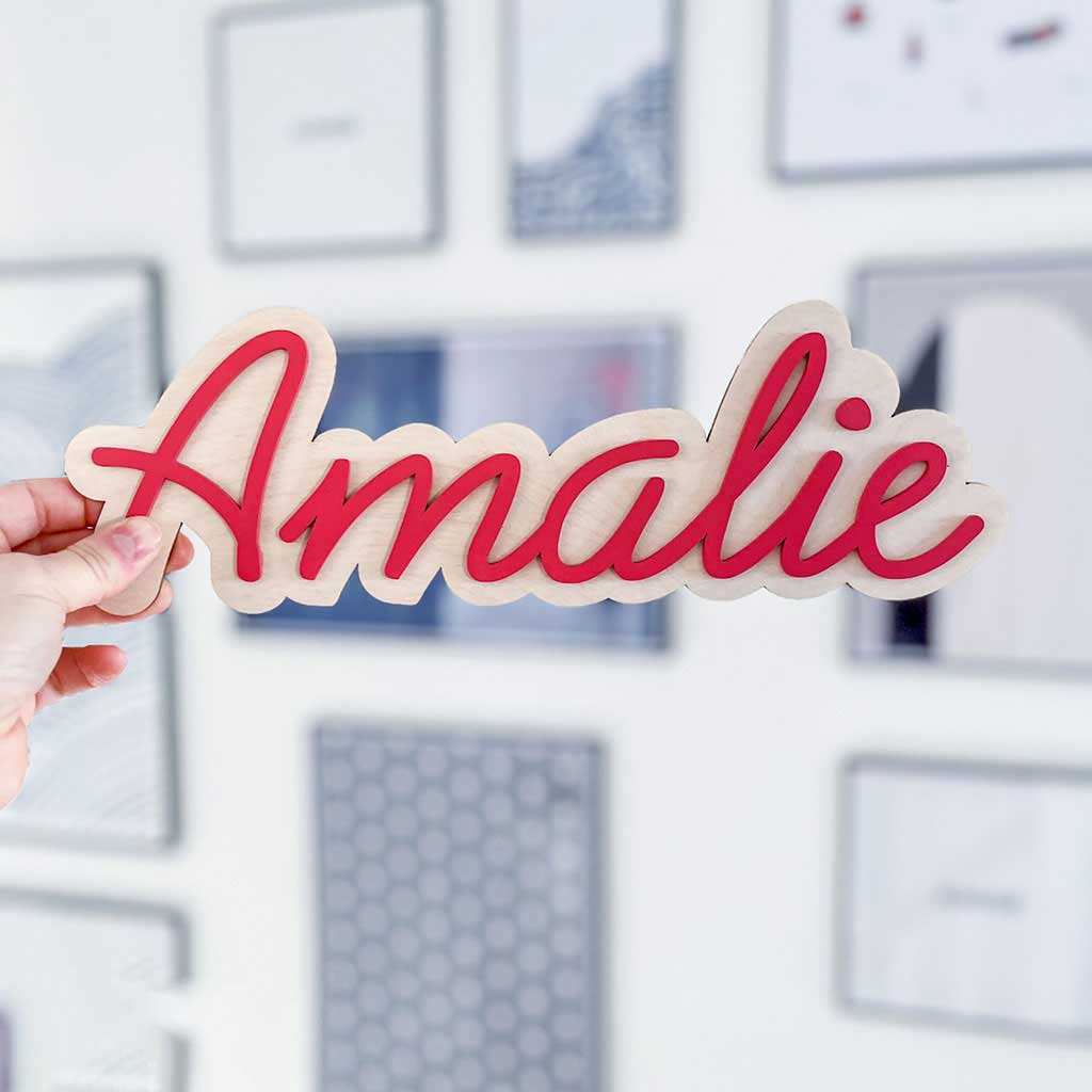 wooden layered personalised name sign