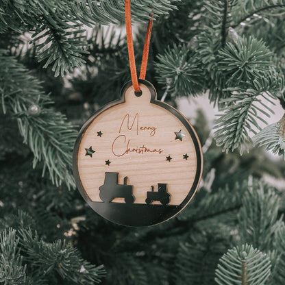 Tractor Merry Christmas Bauble