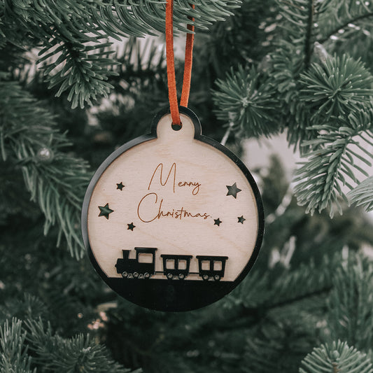 Train Merry Christmas Bauble