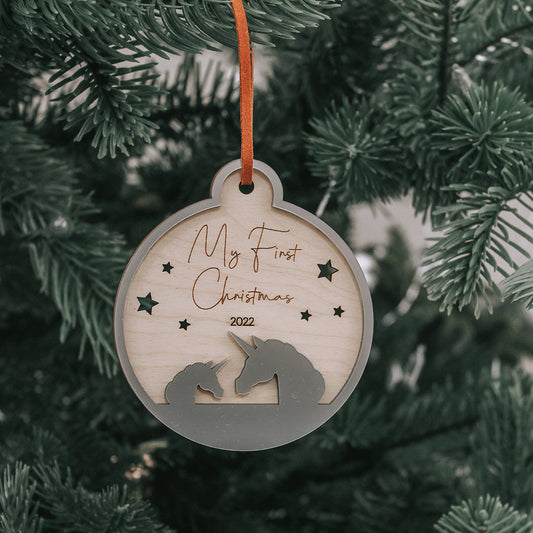 Unicorn First Christmas Bauble