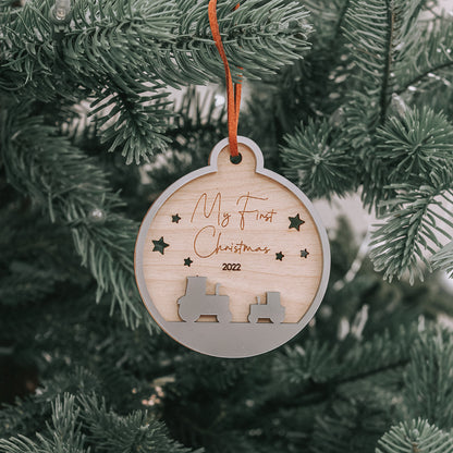 Tractor First Christmas Bauble