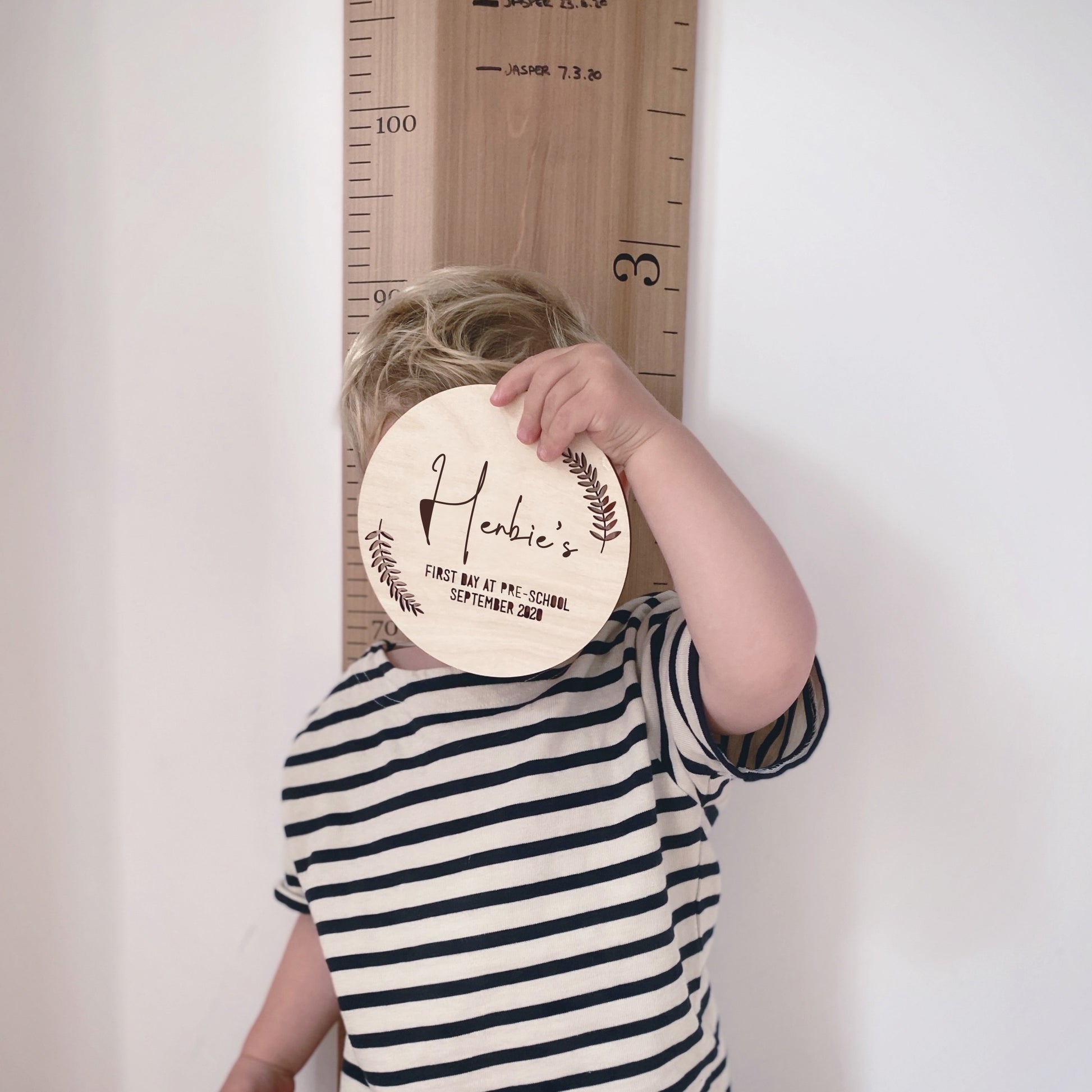 First Day of Pre-School Fern Plaque | Wooden Milestone Plaque