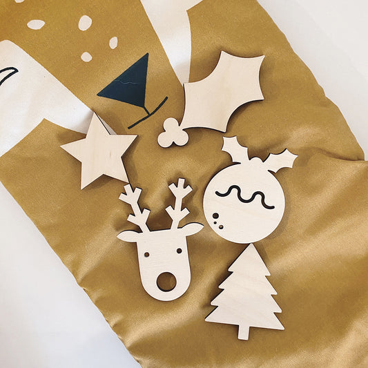 Festive Wall Hooks  | Wooden Christmas Decorations