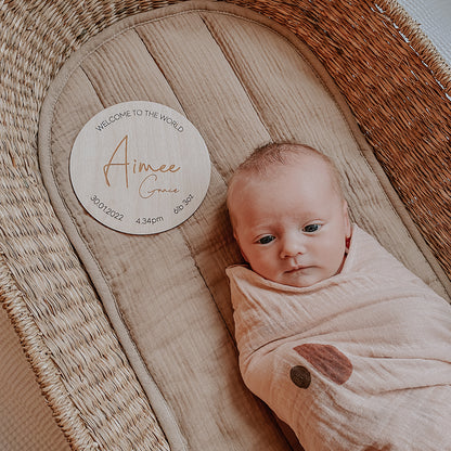 Welcome to the World Round Birth Plaque