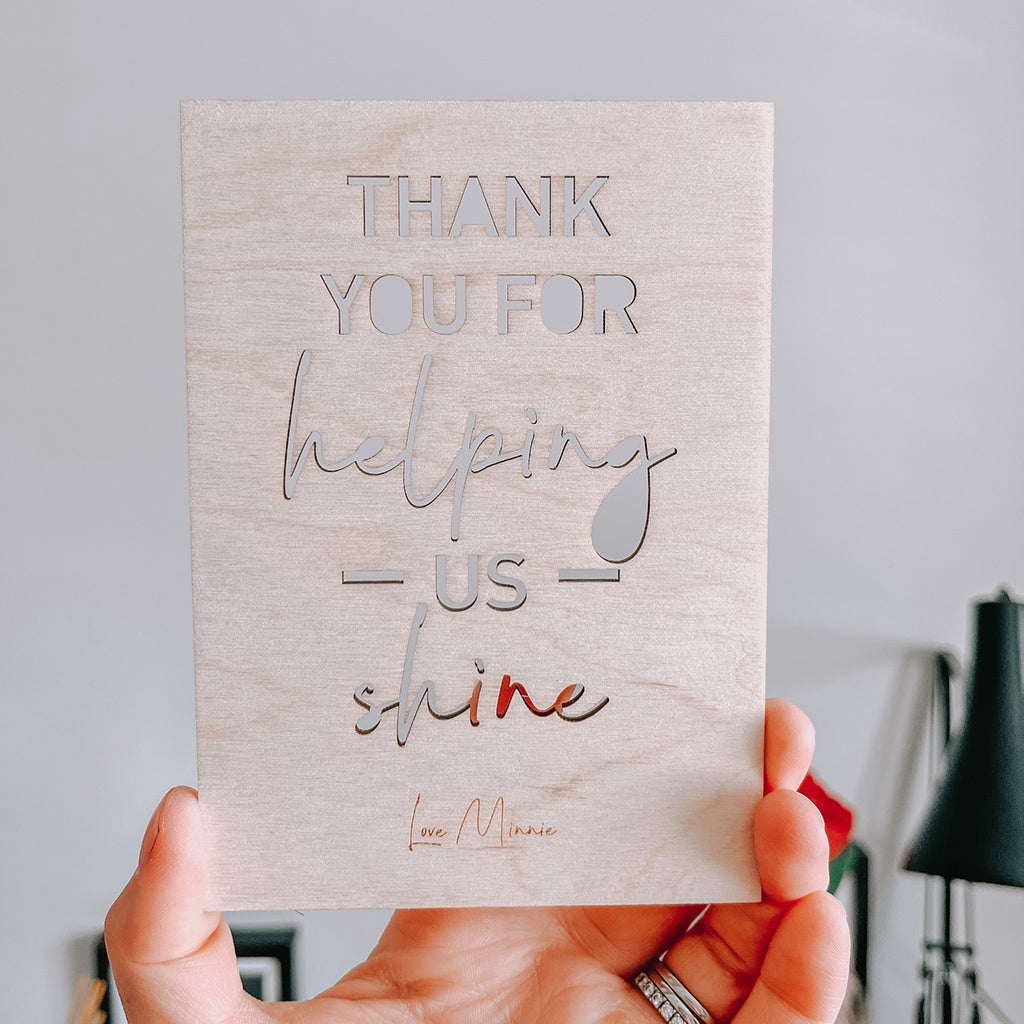 Thank You for Helping Us Shine Postcard Personalised