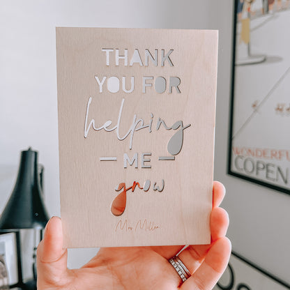 Thank You for Helping Me Grow Postcard Personalised