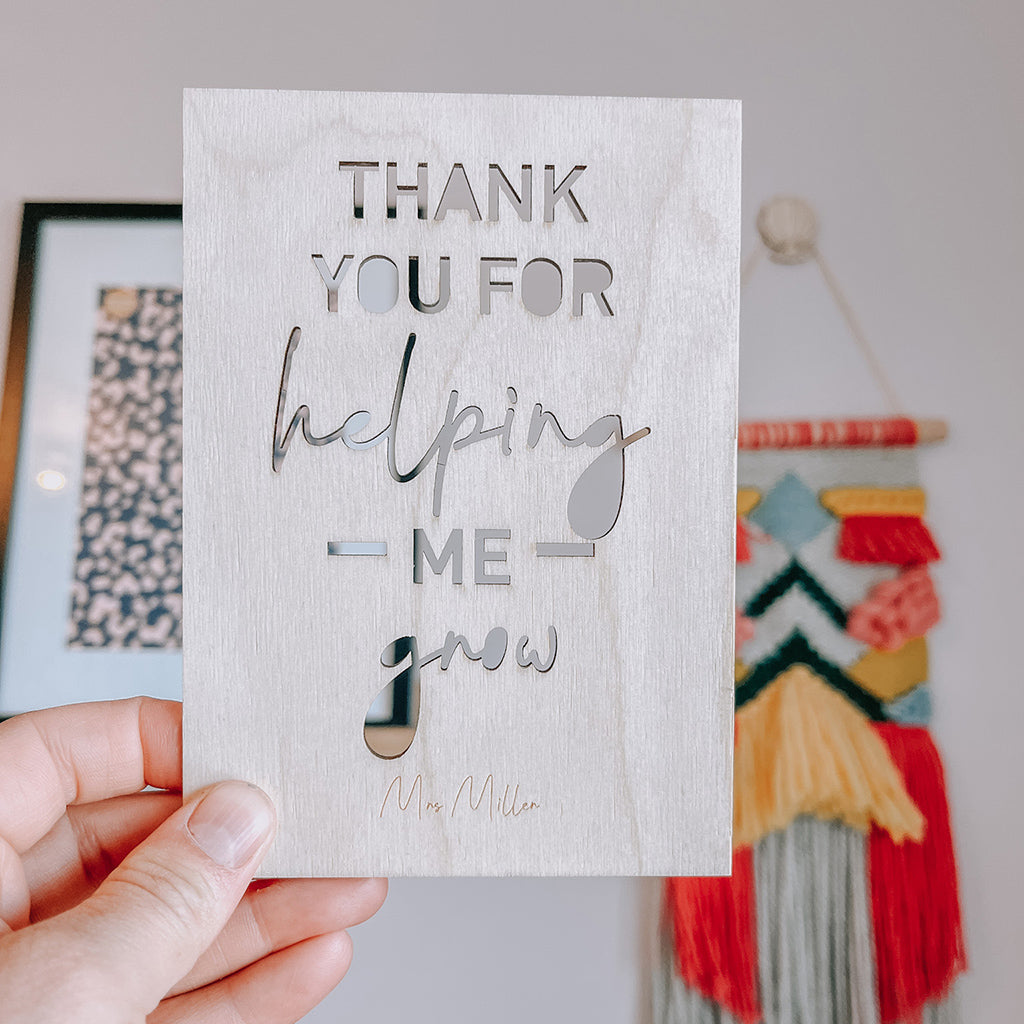 Thank You for Helping Me Grow Postcard Personalised